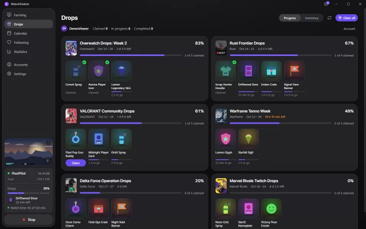 WatchTwitch — Все кампании и прогресс по каждой награде